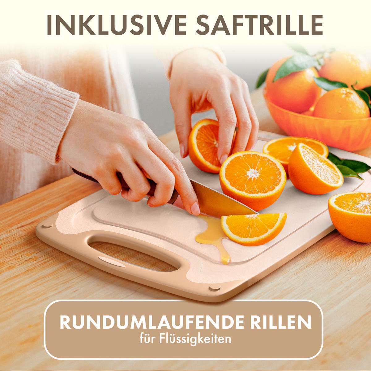 SCHNEIDEBRETT 2er Set Beige - Beige, Kunststoff (24.5/40cm) - Blumtal