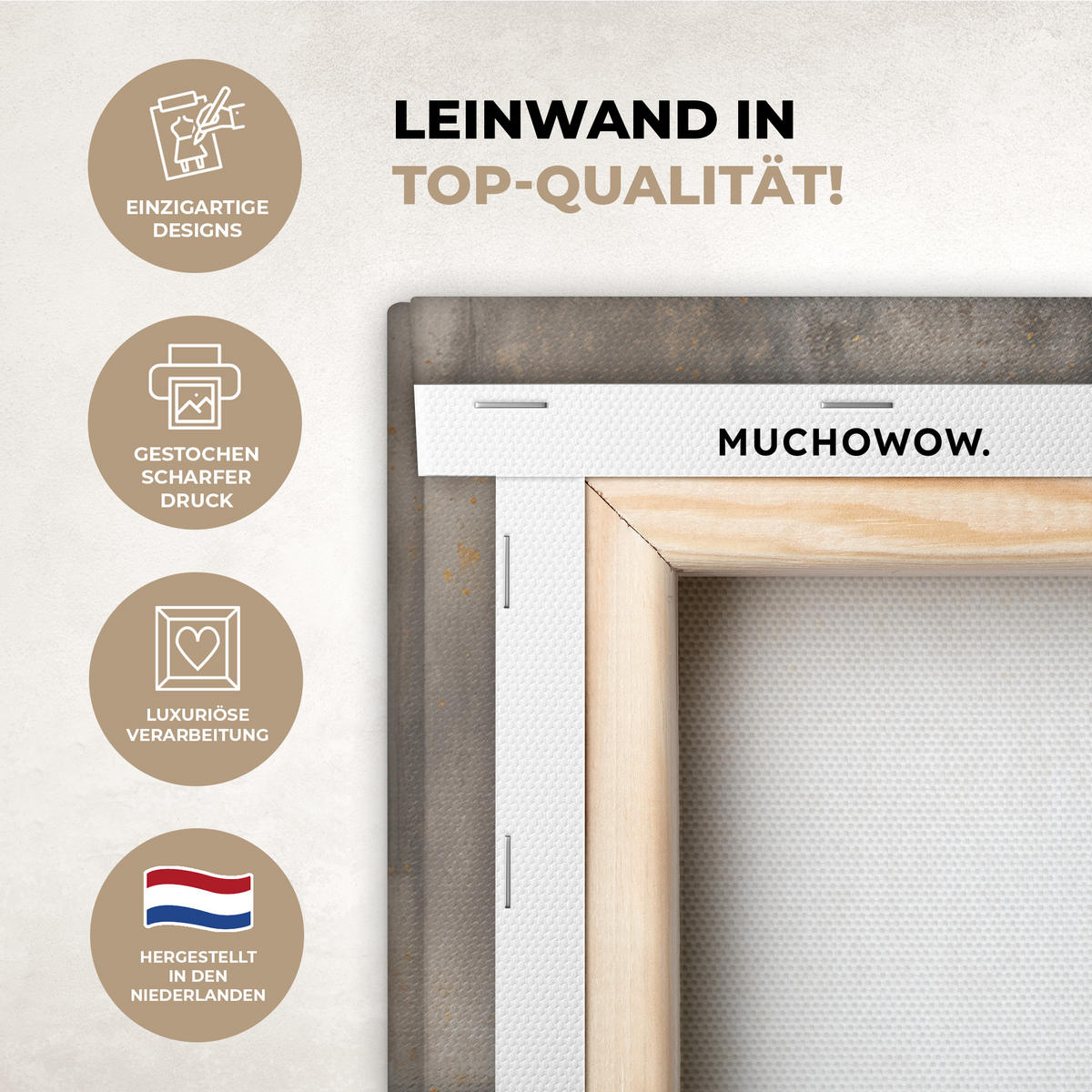 LEINWANDBILD Baum - Blätter - Gold - Abstrakt Gemälde 60x40 cm - Grau, Textil (60/40cm) - MuchoWow