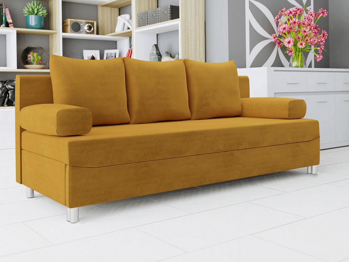 SCHLAFSOFA Dover - Chromfarben/Gelb, Holz/Kunststoff (192/86/80cm) - MIRJAN24
