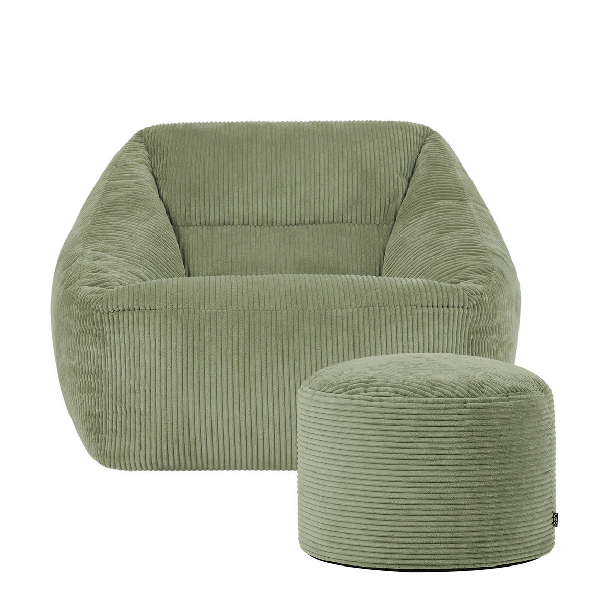 SITZSACK Sessel Natalia + Sitzpouf - Salbeigrün, Textil (100/80/88cm) - icon