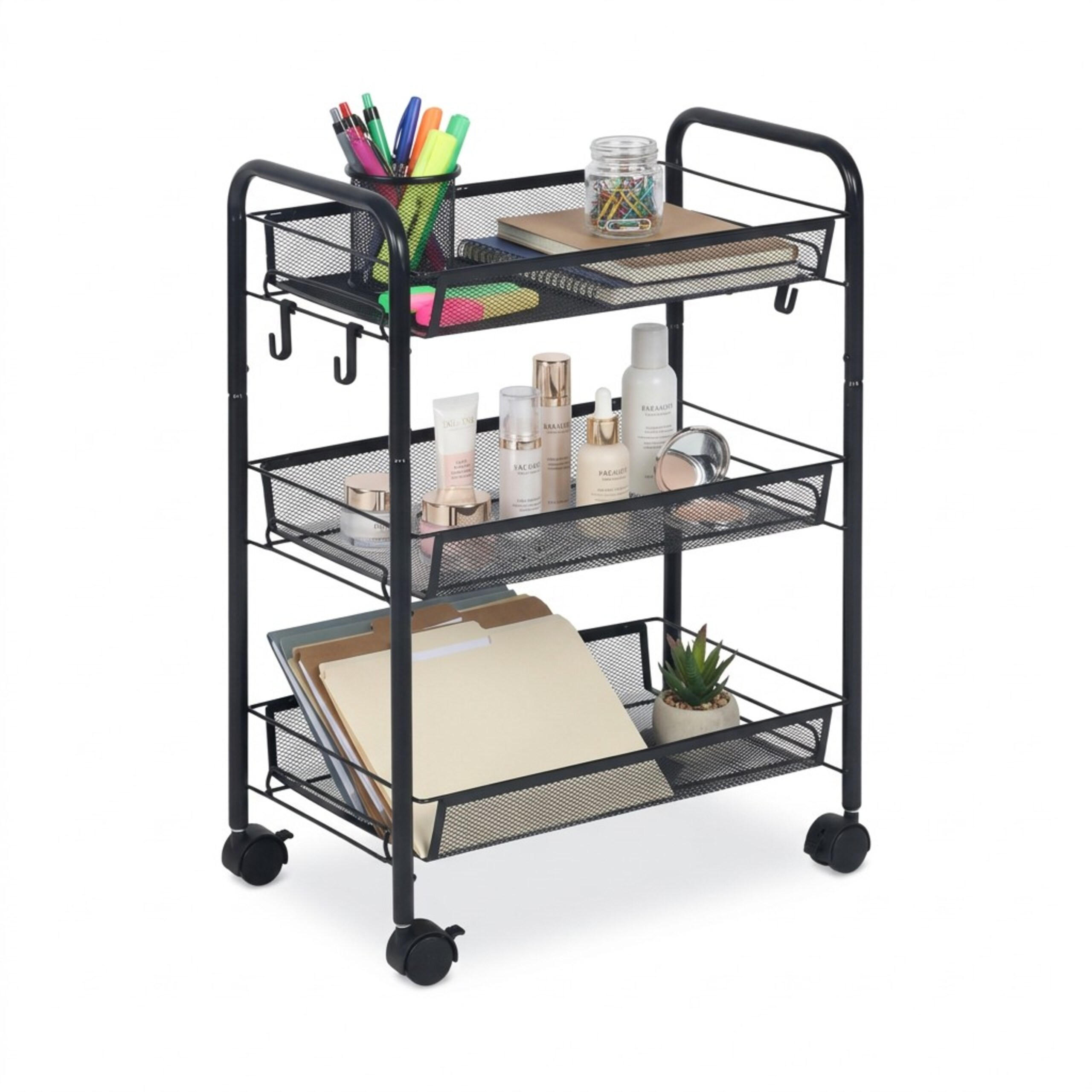 ROLLWAGEN - Schwarz, Metall (44.5/63/44.5cm) - Relaxdays