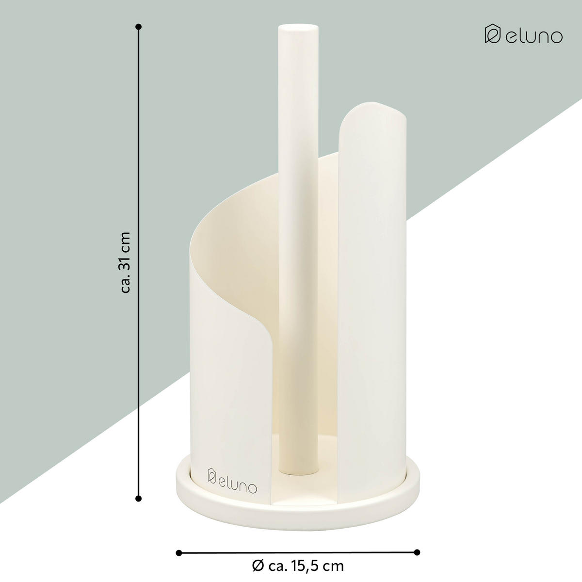 KÜCHENROLLENHALTER cremeweiß, ca. Ø 15,5 x 31 cm - Creme, Metall (15.5/31/15.5cm) - eluno