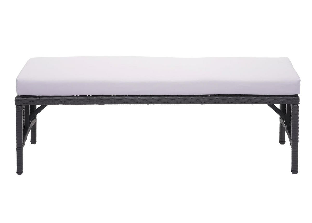SITZBANK Poly-Rattan 35x112x30cm Schwarz - Hellgrau/Schwarz, Metall (112/35/30cm) - PROREGAL