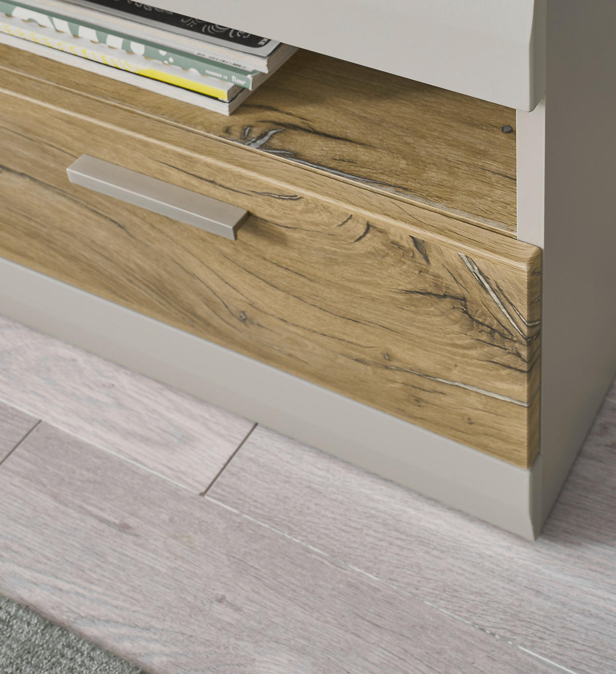 EX! SIDEBOARD grau matt, Zinneiche 200 cm, Kommode mit Soft-Close-Funktion - Eichefarben/Silberfarben, Holzwerkstoff/Metall (200/85/42cm) - Furn.Design