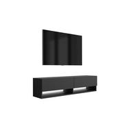 TV-LOWBOARD 140 cm Mattschwarz, LED weiß, 140 × 32 × 34 cm - Schwarz, Holzwerkstoff (140/33.6/32cm) - 3XE LIVING