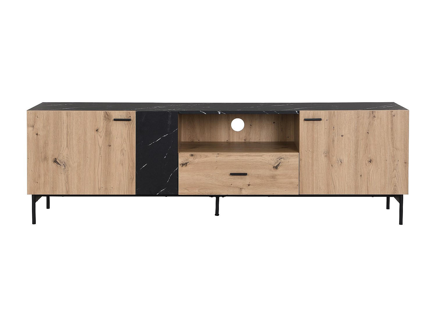 TV-BOARD - 180 cm x 40 cm - Holz, Platte - Schwarz, Naturfarben Hell - LIOMENA - Schwarz/Naturfarben, Holz (180/55/40cm) - Vente-Unique