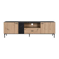 TV-BOARD - 180 cm x 40 cm - Holz, Platte - Schwarz, Naturfarben Hell - LIOMENA - Schwarz/Naturfarben, Holz (180/55/40cm) - Vente-Unique