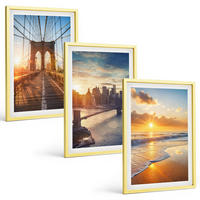 BILDER SET 3er Set - 40x60 cm Goldrahmen - Brücken, Sonnenuntergänge, Stadt - Goldfarben, Kunststoff (40/60cm) - TULUP