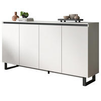 SIDEBOARD weiß mit schwarz, Kommode 160 x 84 cm mit Soft-Close, Gelia - Schwarz/Weiß, Holzwerkstoff/Metall (160/84/36cm) - Inn.Furn