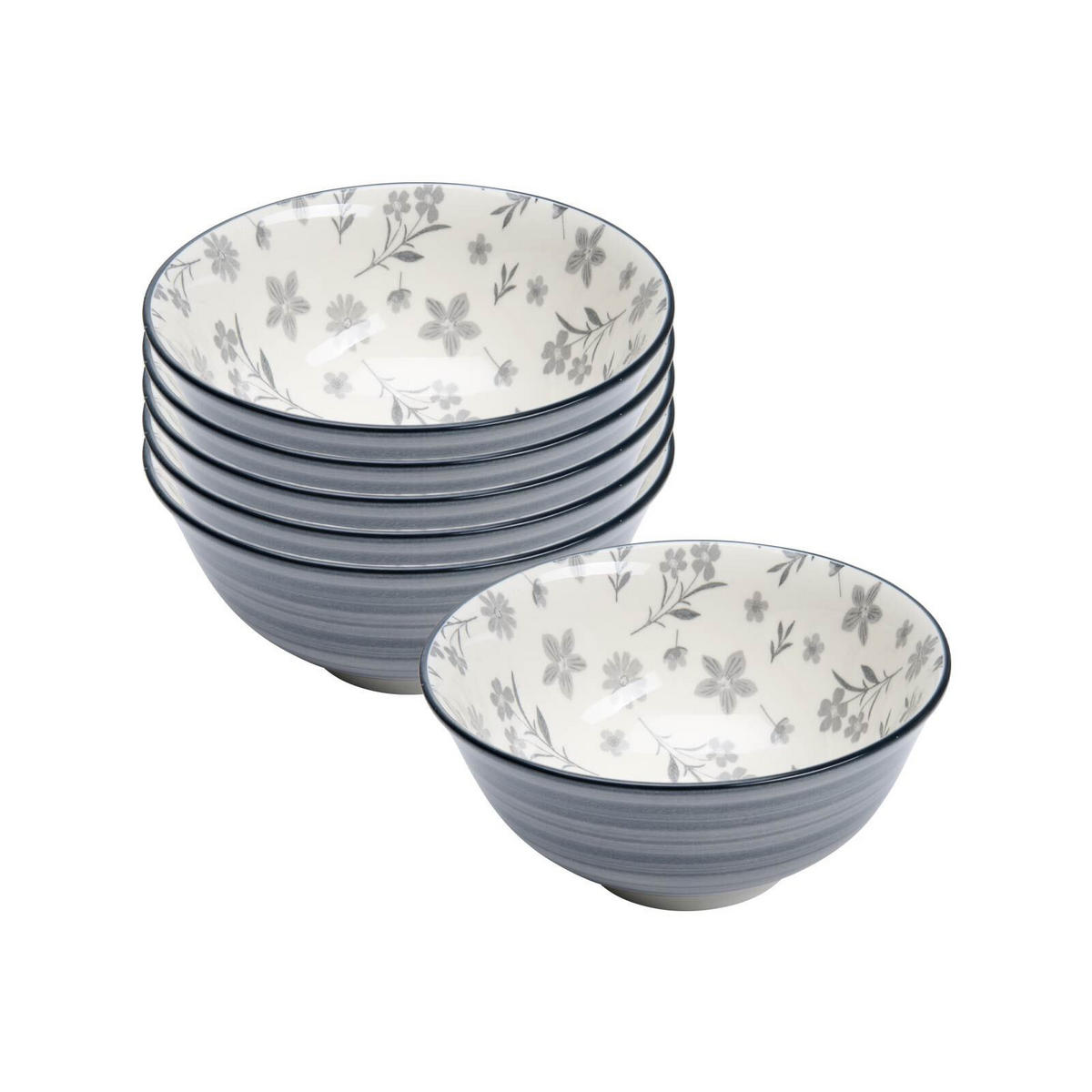 BEILAGENSCHALEN Sendai Blume grau ø 11,5 cm 6er Set - Grau, Keramik (11.5cm) - Ritzenhoff Breker