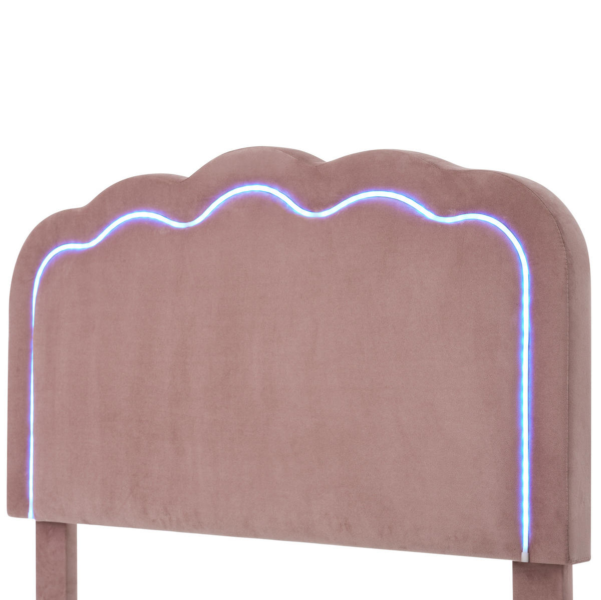 POLSTERBETT 90/200 cm Rosa aus Samt mit LED-Kopfteil - Pink, Textil (90/200cm) - OKMYHOME