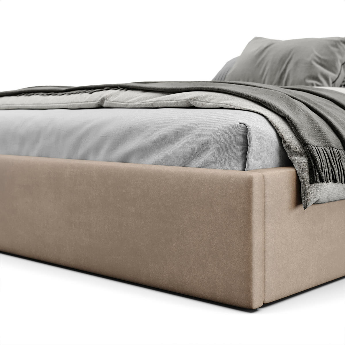 POLSTERBETT 180x200cm Bett mit Stauraum Lattenrost Beige - Beige, Holz/Holzwerkstoff (180/200cm) - Muralo