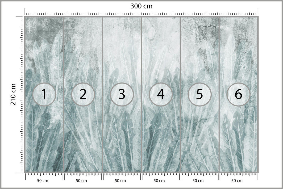 FOTOTAPETE Bananenstauden auf Beton 300x210 - Blau/Grau, Papier (300/210cm) - Muralo