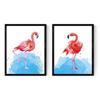 POSTER Set Mit 2 Flamingos Aquarell A4 Rahmenlos - Klar, Papier (29.7/5/21cm) - Nacnic
