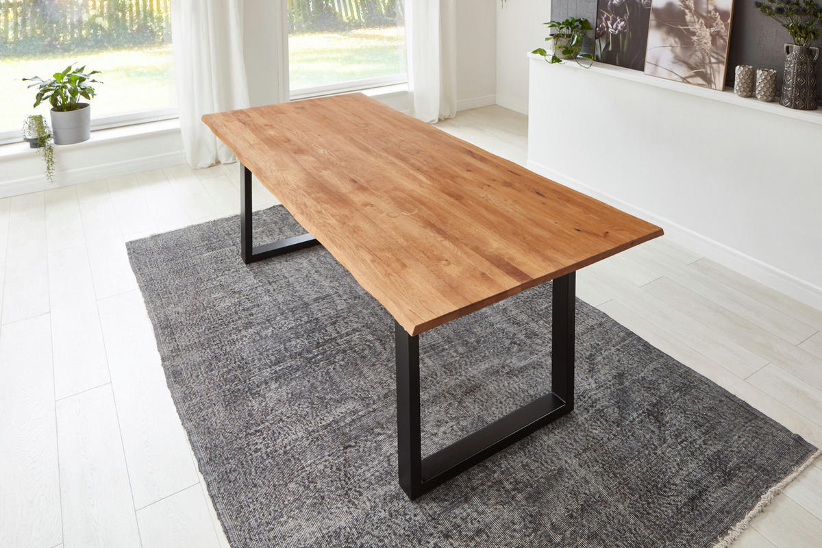 TISCHLATTEN RICHARD - Beige/Schwarz, Holz/Metall (100/300/4cm) - SAM