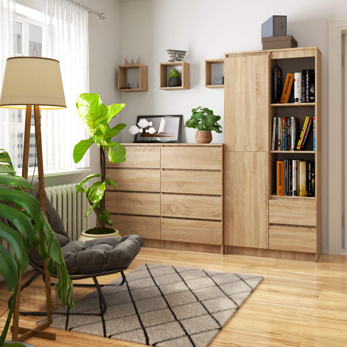 MEHRZWECKSCHRANK Sonoma-Eiche 80x180x35 cm - Sonoma Eiche, Holzwerkstoff (80/180/35cm) - Akord