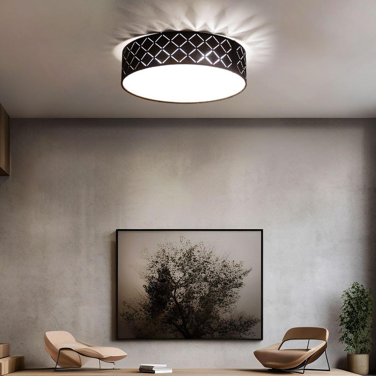 LED DECKENLEUCHTE Metall Schwarz Gold - Schwarz, Metall (38/38/10cm) - Globo Lighting