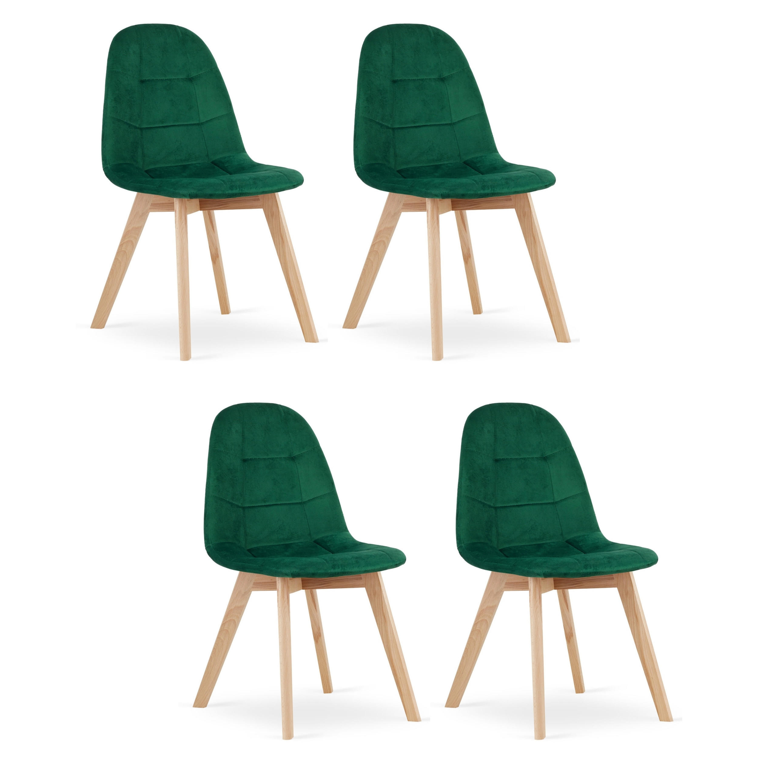 STUHL SORANO 4-er Set, Grün, mit Samtstoff gepolstert - Grün, Holz/Textil (45/82/54cm) - Komodee