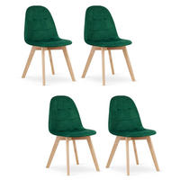 STUHL SORANO 4-er Set, Grün, mit Samtstoff gepolstert - Grün, Holz/Textil (45/82/54cm) - Komodee