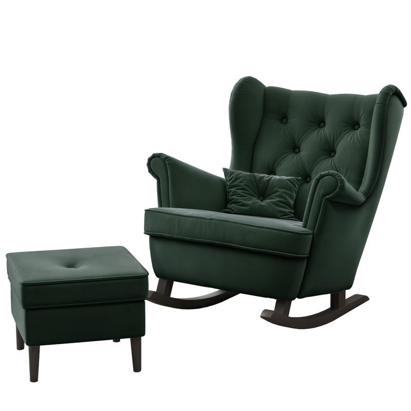 SCHAUKELSTUHL SCANDI mit hocker, 75/60/97 cm, Grün - Grün, Holz/Textil (75/97/60cm) - Idohome