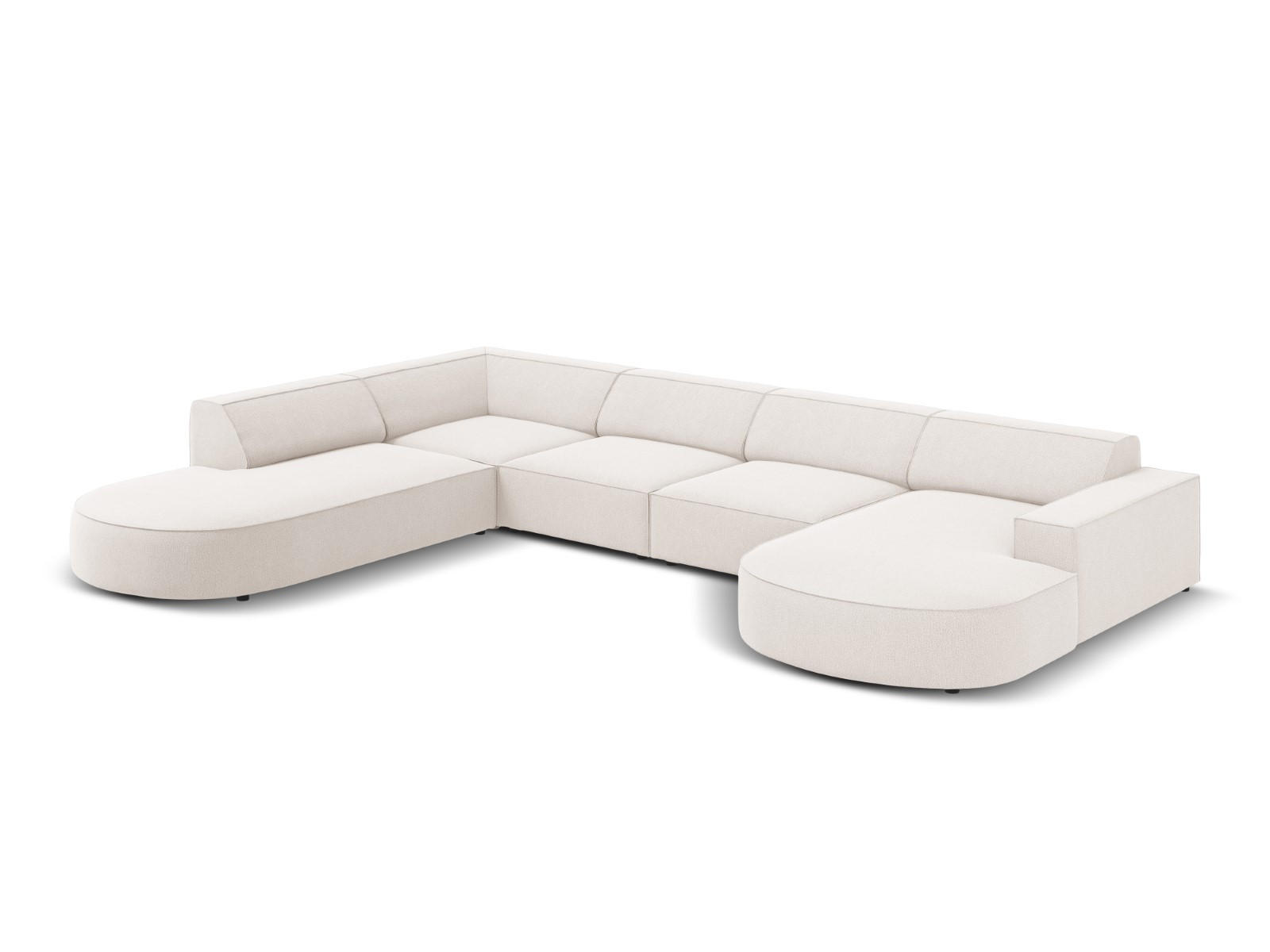 PANORAMASOFA links Jodie aus strukturiertem Stoff leichtes beige 7 Sitzplätze - Beige, Textil (262/70/364cm) - Micadoni