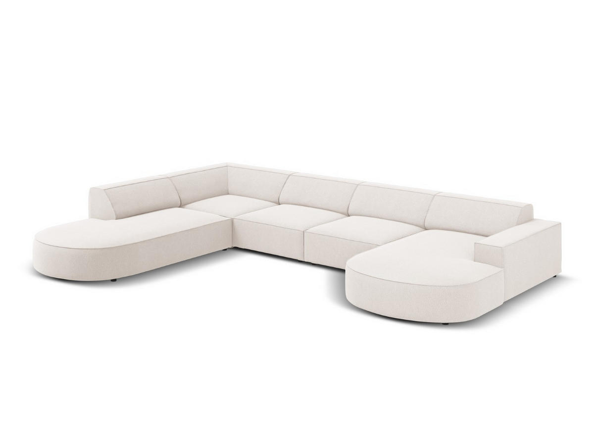 PANORAMASOFA links Jodie aus strukturiertem Stoff leichtes beige 7 Sitzplätze - Beige, Textil (262/70/364cm) - Micadoni