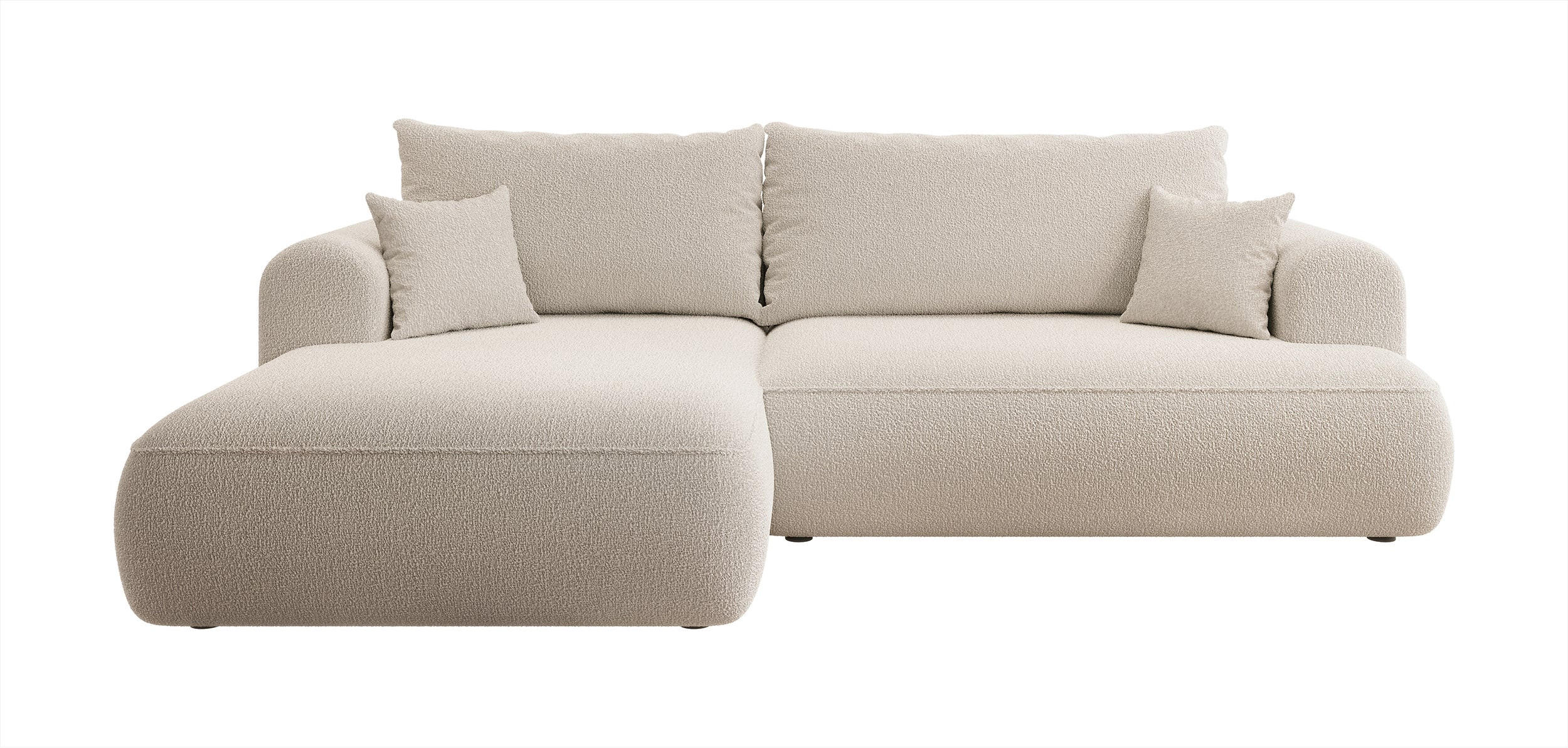 ECKSOFA Ovo Beige Boucle - Beige/Schwarz, Kunststoff/Textil (260/165cm) - Selsey