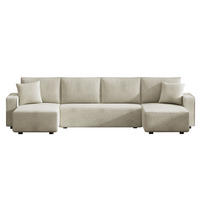 PANORAMA-SCHLAFSOFA salisbury beige 6-sitzer cord - Beige, Holz (318/82/142cm) - Concept Usine