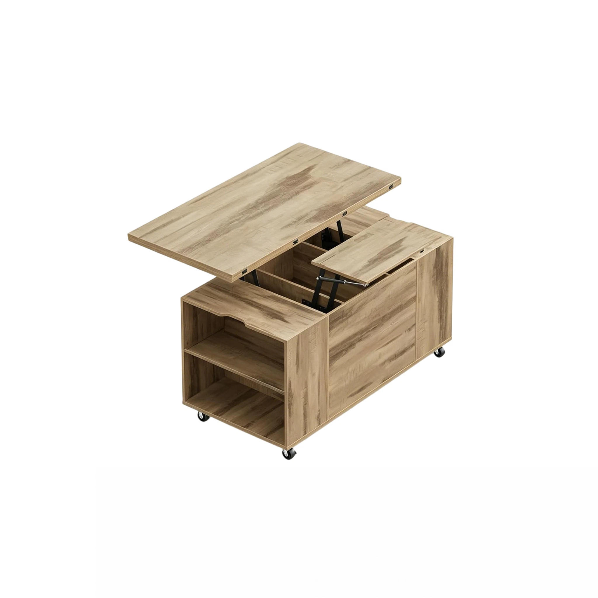 COUCHTISCH DE-37261 Lift-Top ausziehbar mit Rollen Eichenfarben - Eichefarben, Holzwerkstoff (50.5/100/53cm) - ComfortXL