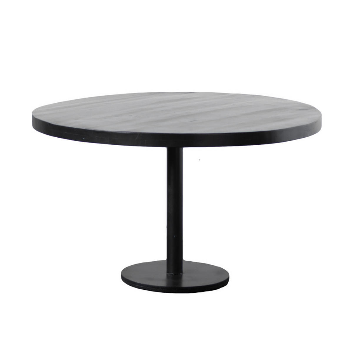 ESSTISCH rund aus Mangoholz 110cm, schwarz - Schwarz, Metall (110/110/78cm) - Giga Meubel