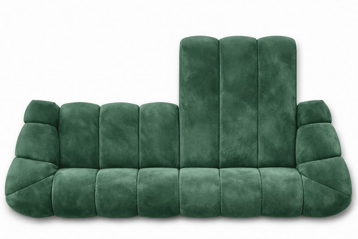 ECKSOFA Modulare L-Form, Veloursstoff Bluvel, Grün, Rechts, CROISSANT L - Grün, Holz (305/190cm) - Kaiser Möbel