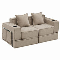 SOFA modular 162 x 78 x 66 cm Cord Khaki mit 2 Kissen - Braun, Kunststoff (78/66/162cm) - Meubliv