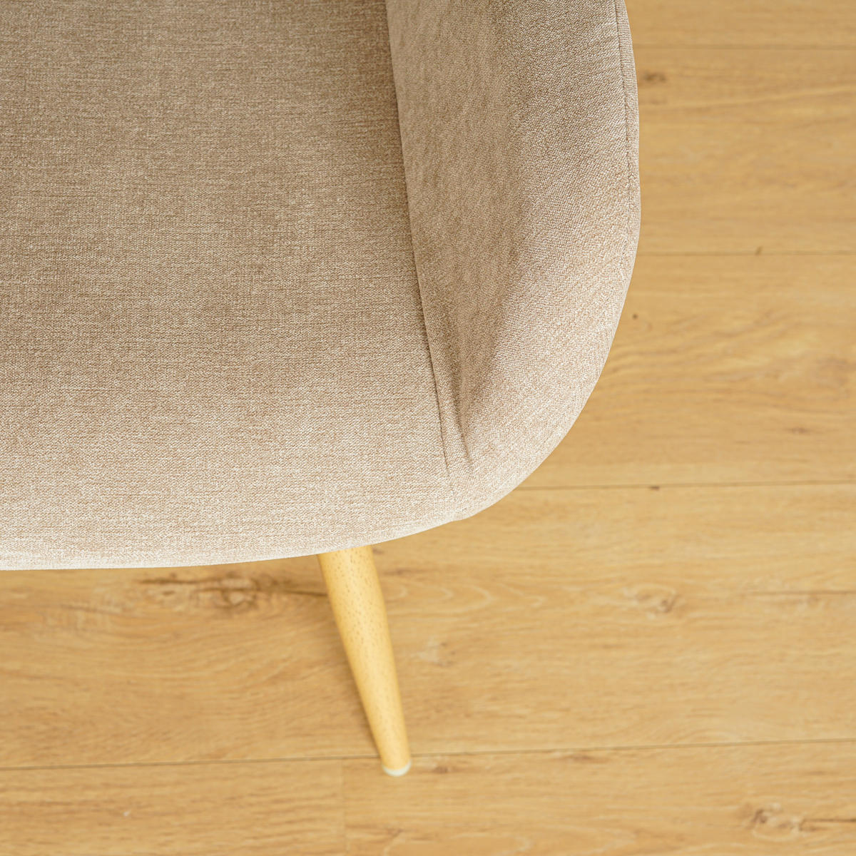 ARMLEHNSTUHL-SET 6 Stück in Eisen Mikrofaser - Beige, Textil/Metall (55/78/53cm) - Meubles Cosy