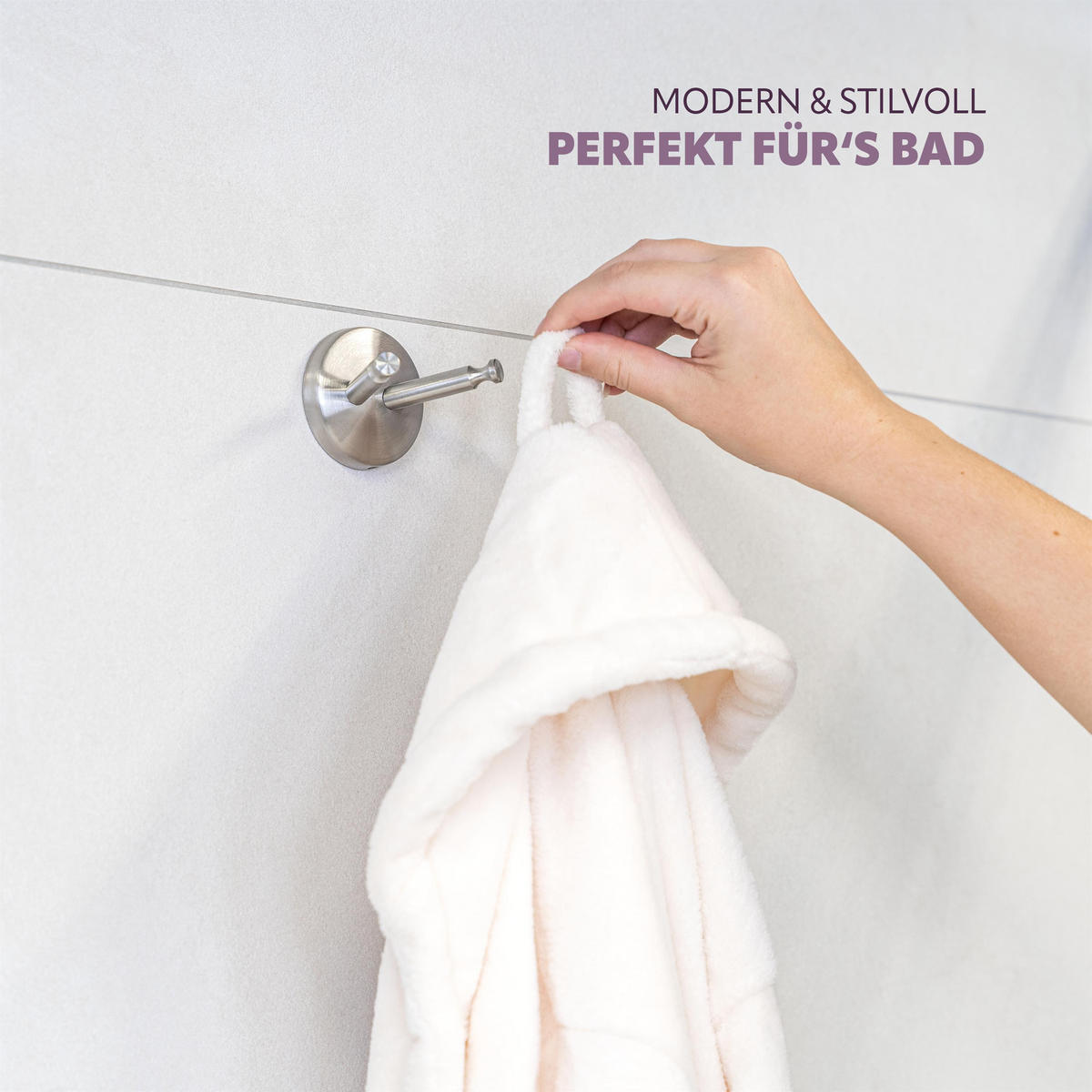 HANDTUCHHAKEN PIAZZA, Edelstahl, matt - Edelstahlfarben, Metall (5.8/5.5/5.8cm) - bremermann