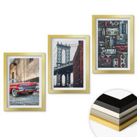 WANDBILDER 3er Set - 20x30 cm Goldrahmen - Alte Autobrücke Brooklyn Retro-Audio - Goldfarben, Kunststoff (20/30cm) - ArtPrintCave