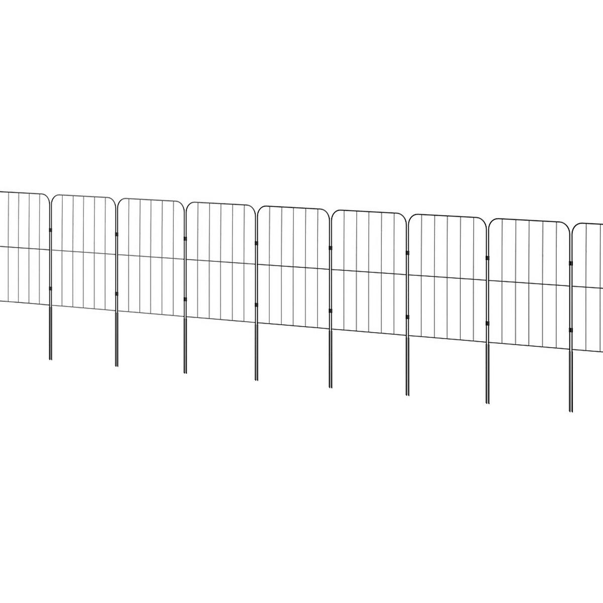 GARTENZAUN 25 Stück aus Metall in Schwarz Abnehmbares Design Robuste Metallkonstruktion je Paneel: 31 cm B × 61 cm H - Schwarz, Metall (31cm) - Livingandhome