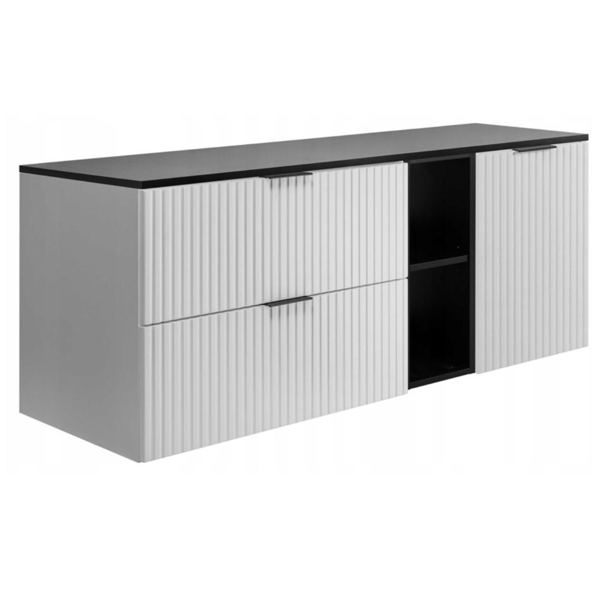 WASCHBECKUNTERSCHRANK FLOW mit Regal + Platte Weiß matt 120/57/46 cm - Weiß, Holzwerkstoff (120/57/46cm) - Rodan