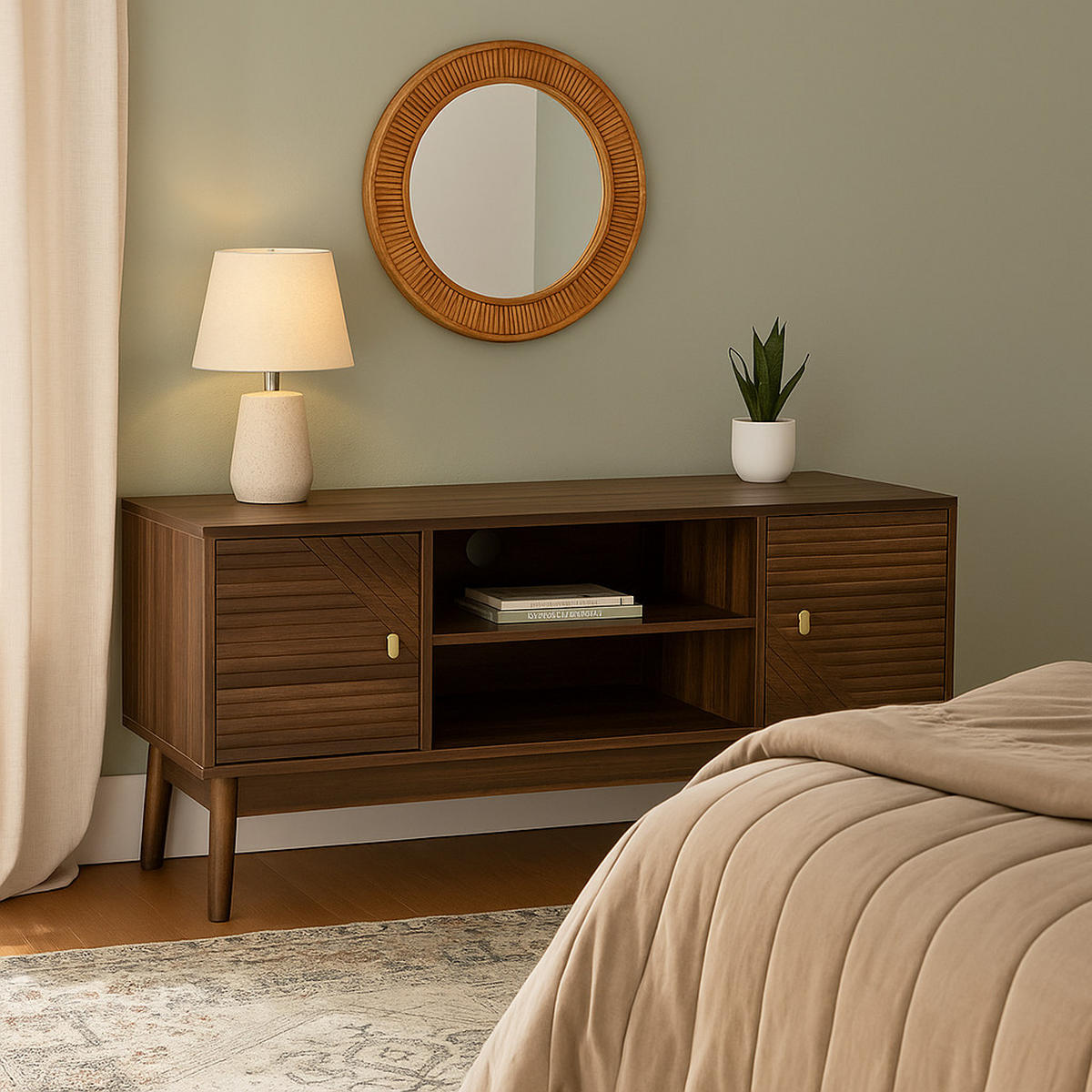 SIDEBOARD Holzdekor mit Türen und Schubladen - Braun, Holzwerkstoff (110/48/40cm) - Urban Meuble