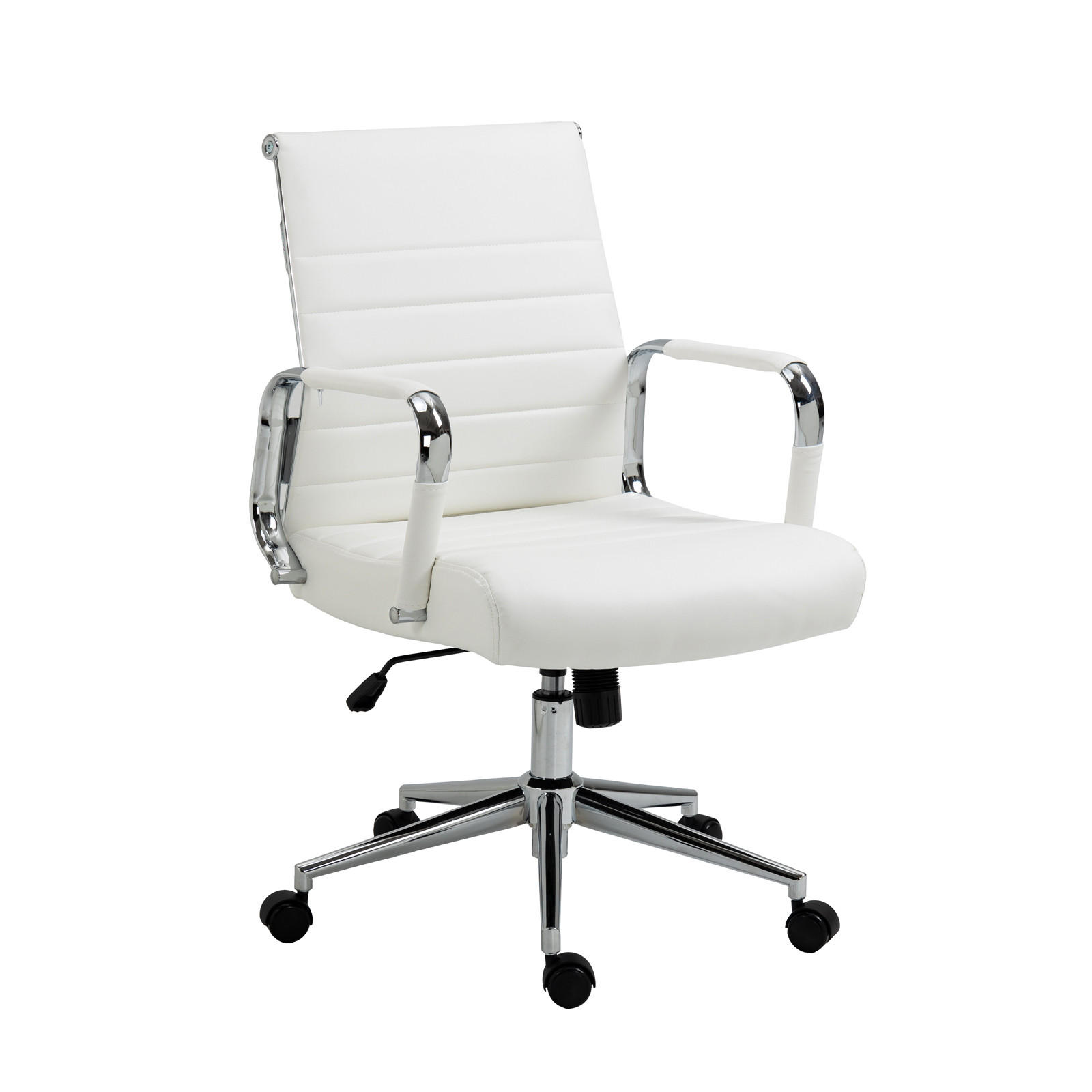 SCHREIBTISCHSTUHL OFFICE COMFORT LB Kunstleder Weiß - Silberfarben/Weiß, Textil/Metall (56/103/64cm) - SVITA