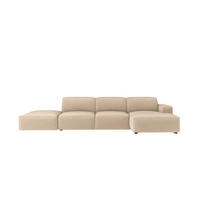 ECKSOFA Cursal L-Form, Stoff Salvador, Beige + Hocker, Rechts - Beige, Holz (341/166cm) - Kaiser Möbel