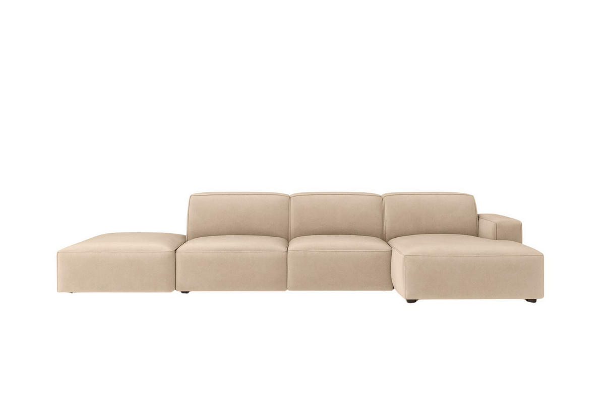 ECKSOFA Cursal L-Form, Stoff Salvador, Beige + Hocker, Rechts - Beige, Holz (341/166cm) - Kaiser Möbel