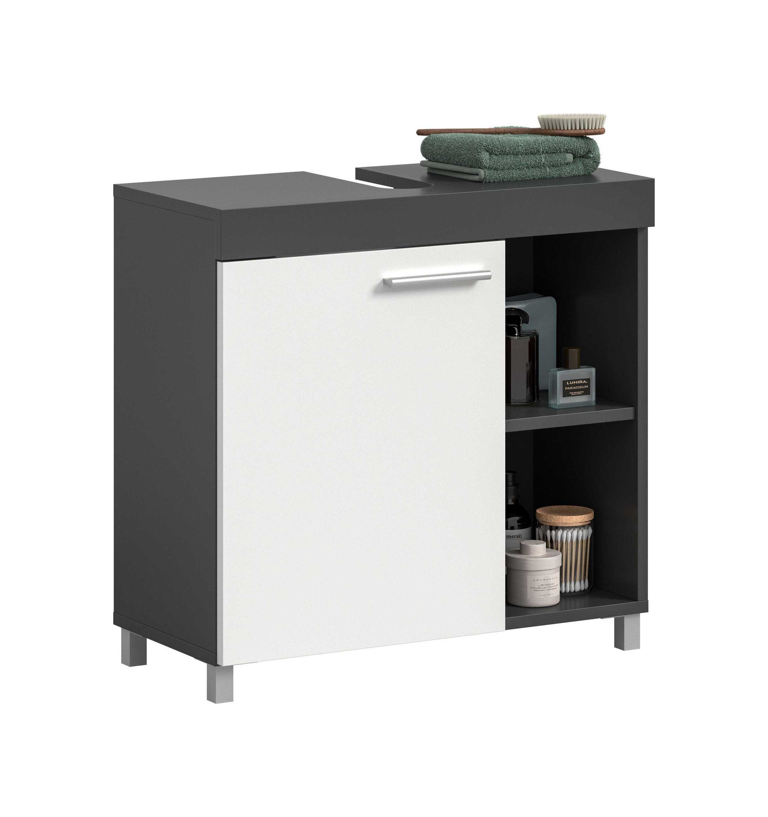 WASCHBECKENUNTERSCHRANK NOAH (B/H/T: ca. 65/63/31 cm) in anthrazit/weiß - Anthrazit, Holzwerkstoff (65/63/31cm)
