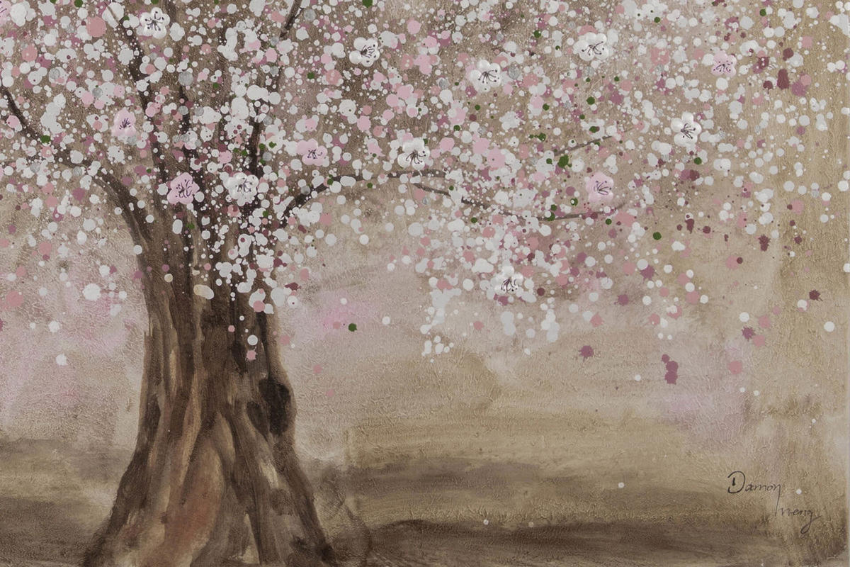 ACRYLBILD HANDGEMALT 80/80 cm - Pink/Braun, Holz/Textil (80/80cm) - KUNSTLOFT