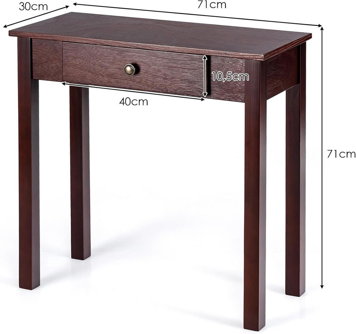 KONSOLENTISCH 71cm Braun - Braun, Holz (71/30/71cm) - COSTWAY