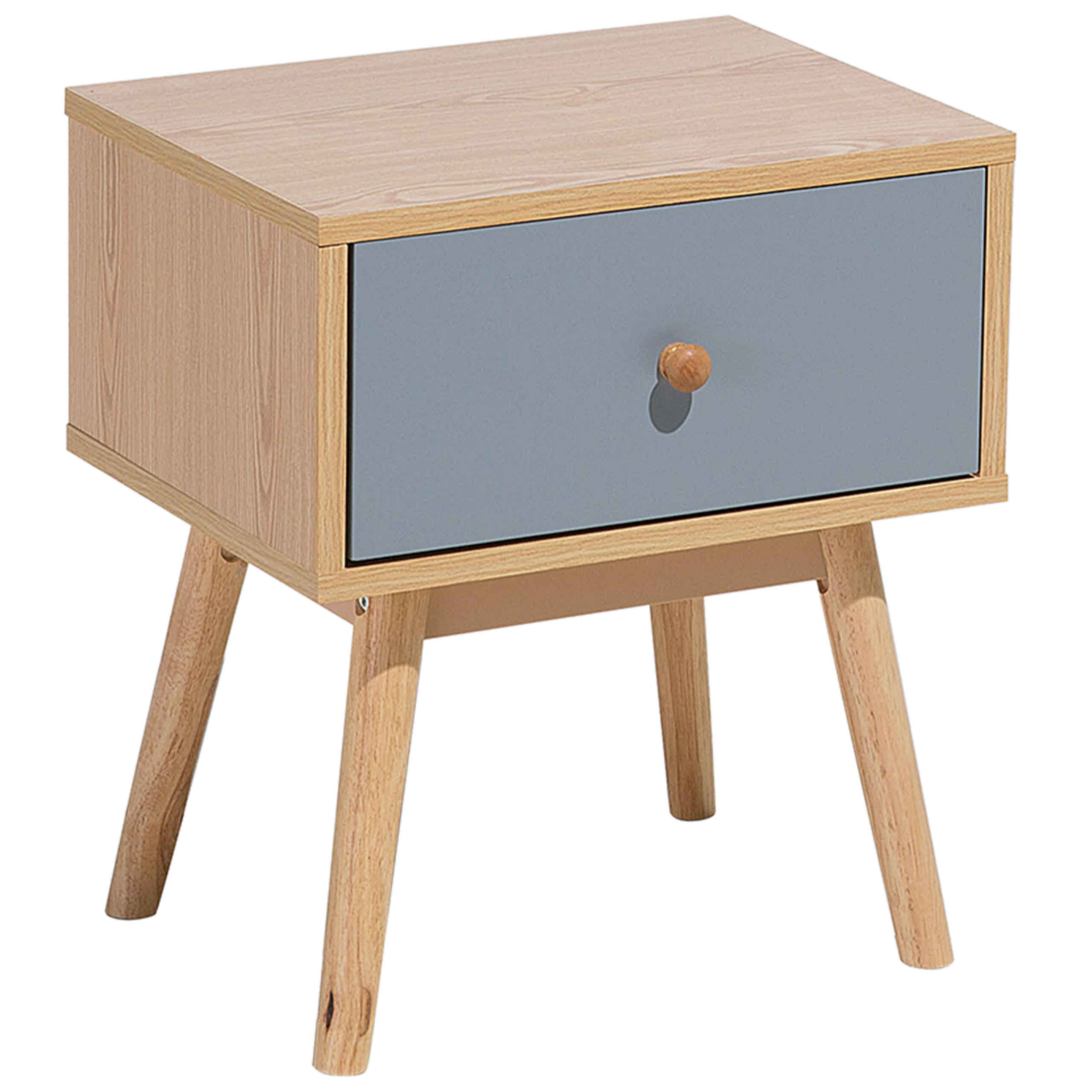 NACHTTISCH heller Holzfarbton Arvada - Braun/Grau, Holzwerkstoff (40/45/30cm) - Beliani