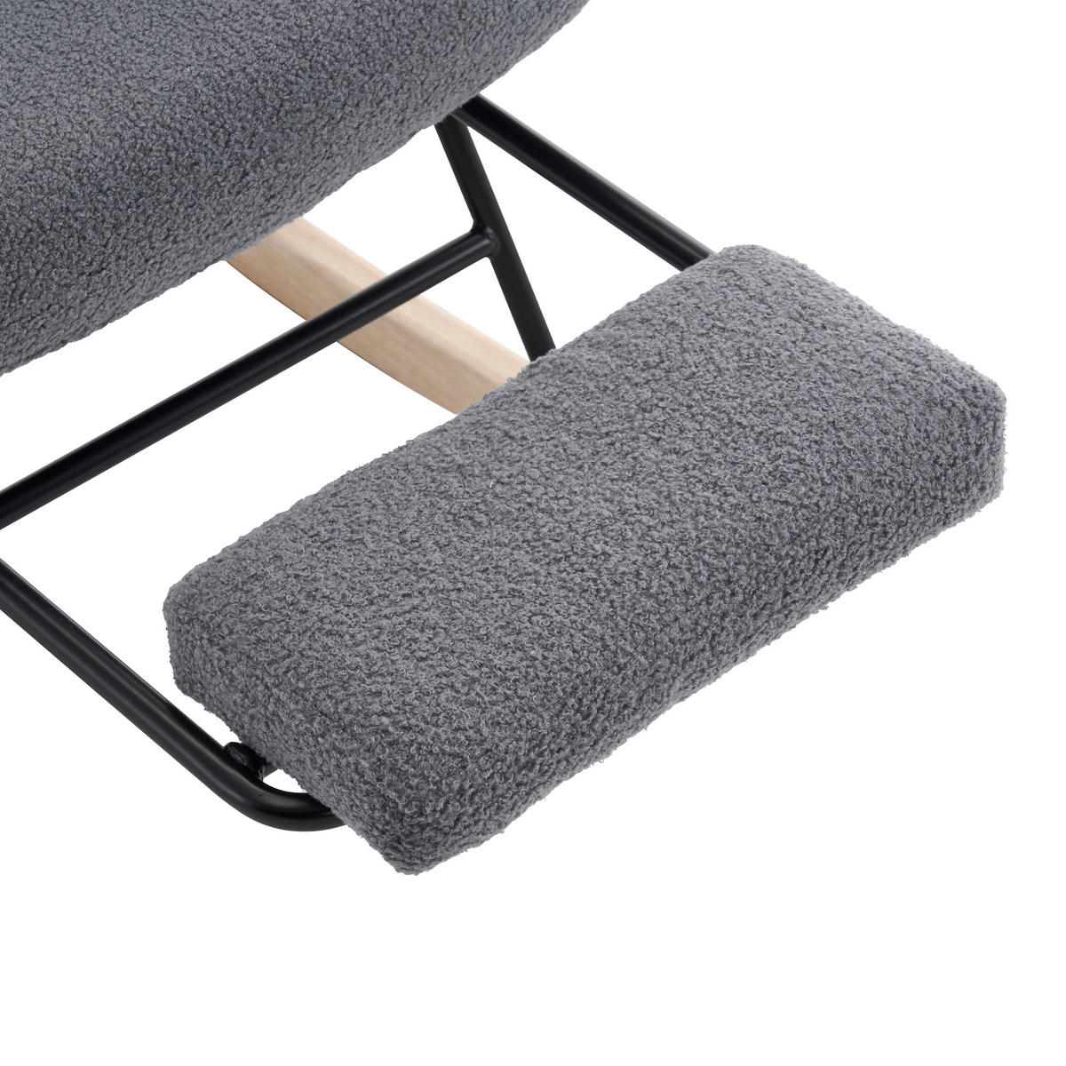 SCHAUKELSTUHL wohnzimmer mit Fußstütze und verdicktem Sitzkissen ,Bodenschutzleiste, grau - Grau, Holzwerkstoff/Textil (68/91/88cm) - STILVORA