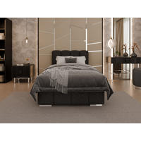 POLSTERBETT Zaira 100x200cm – Elegantes Polsterbett für modernen Wohnstil , ZONIERTE MULTI-TASCHEN-FEDERKERN (24cm), schwarz - Schwarz, Holz (100/200cm) - Homesy