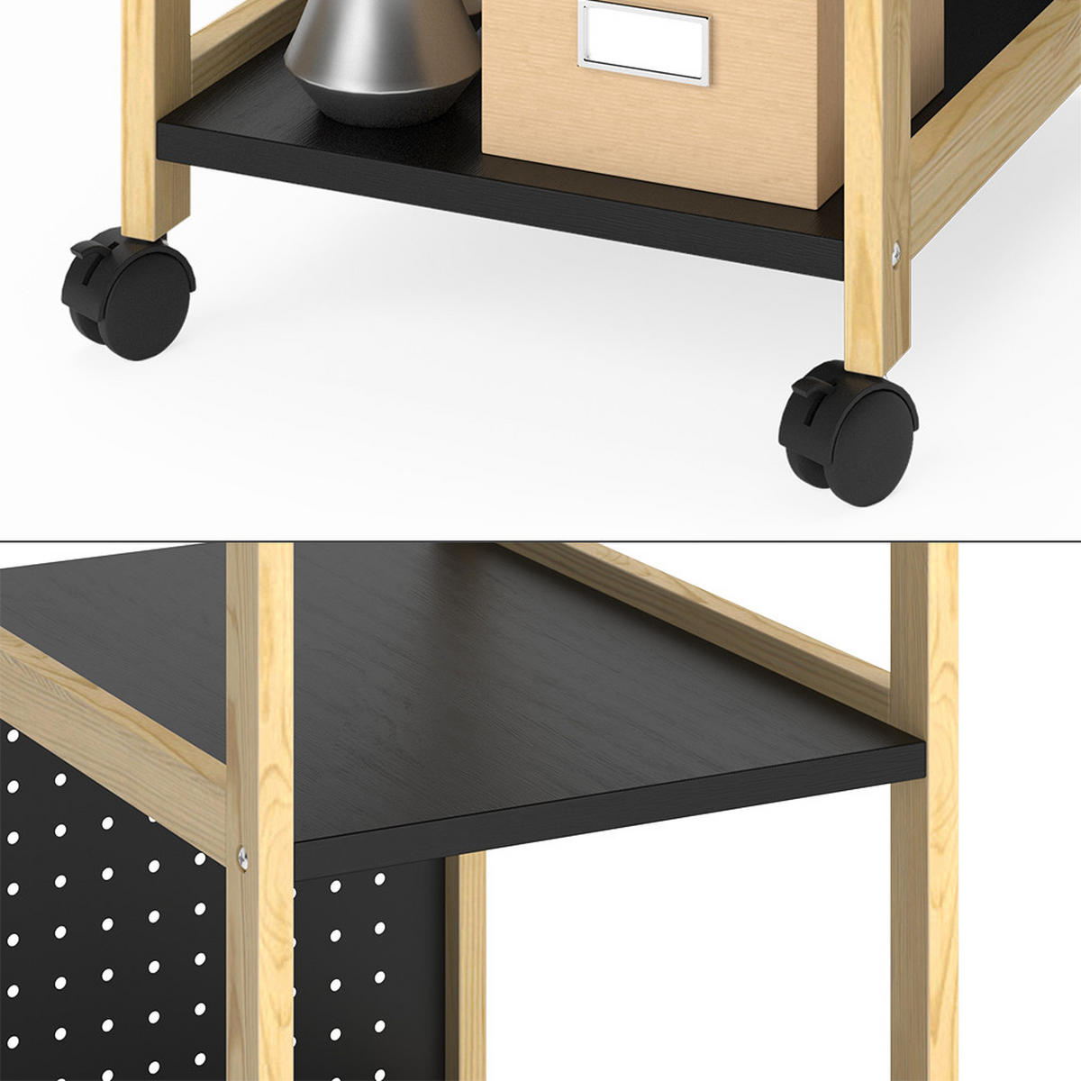 VOZÍK Elvia Černá - černá, kompozitní dřevo (51/36/61cm) - Vicco