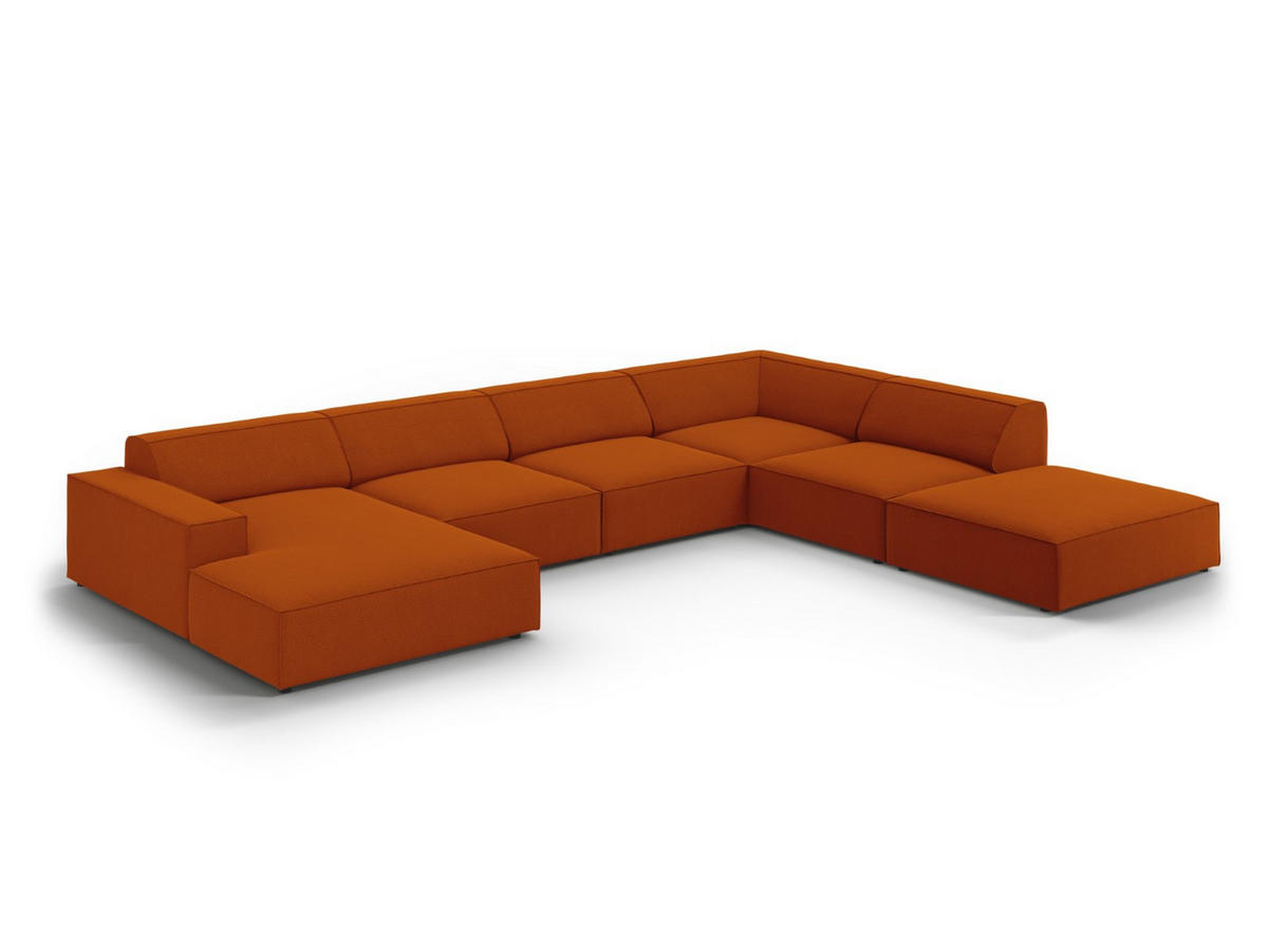 PANORAMASOFA rechts Jodie aus strukturiertem Stoff terrakotta 7 Sitzplätze - Terracotta, Textil (262/70/364cm) - Micadoni