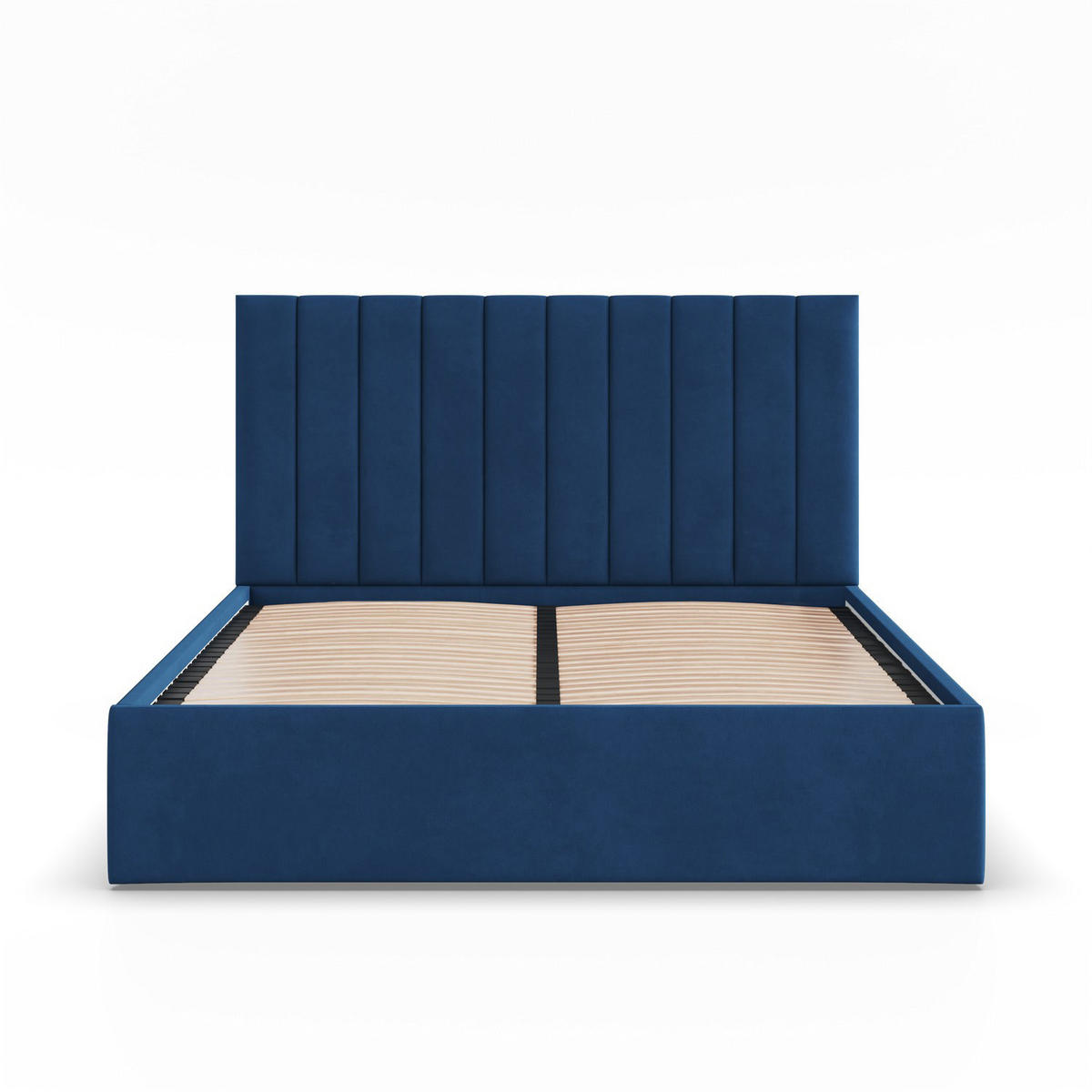 POLSTERBETT MIT KOPFTEIL 180x200 ohne Bettkasten POLLA, Blau - Dunkelblau, Textil (180/200cm) - Mebligo